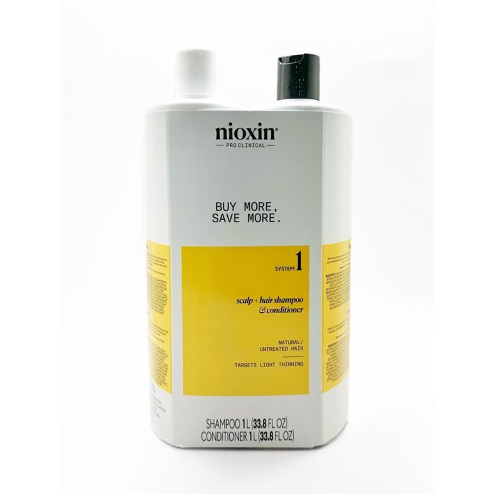 Nioxin System 1 Shampoo and Conditioner for Normal - Thin Hair Duo Set 33.8 oz